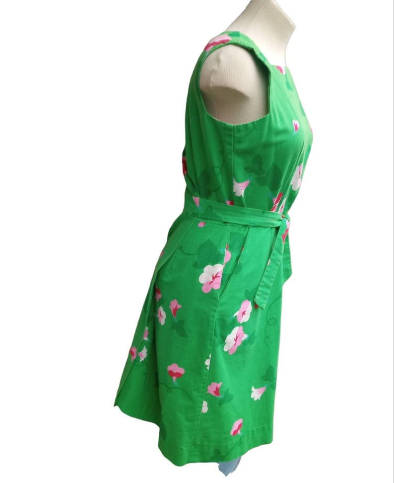 Vintage 1970s Green and Pink Floral Wrap Dress by Malia Honolulu image 5