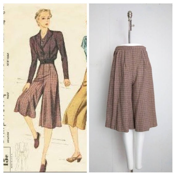 Authentic 1940s/50s Houndstooth Culottes | Size Me