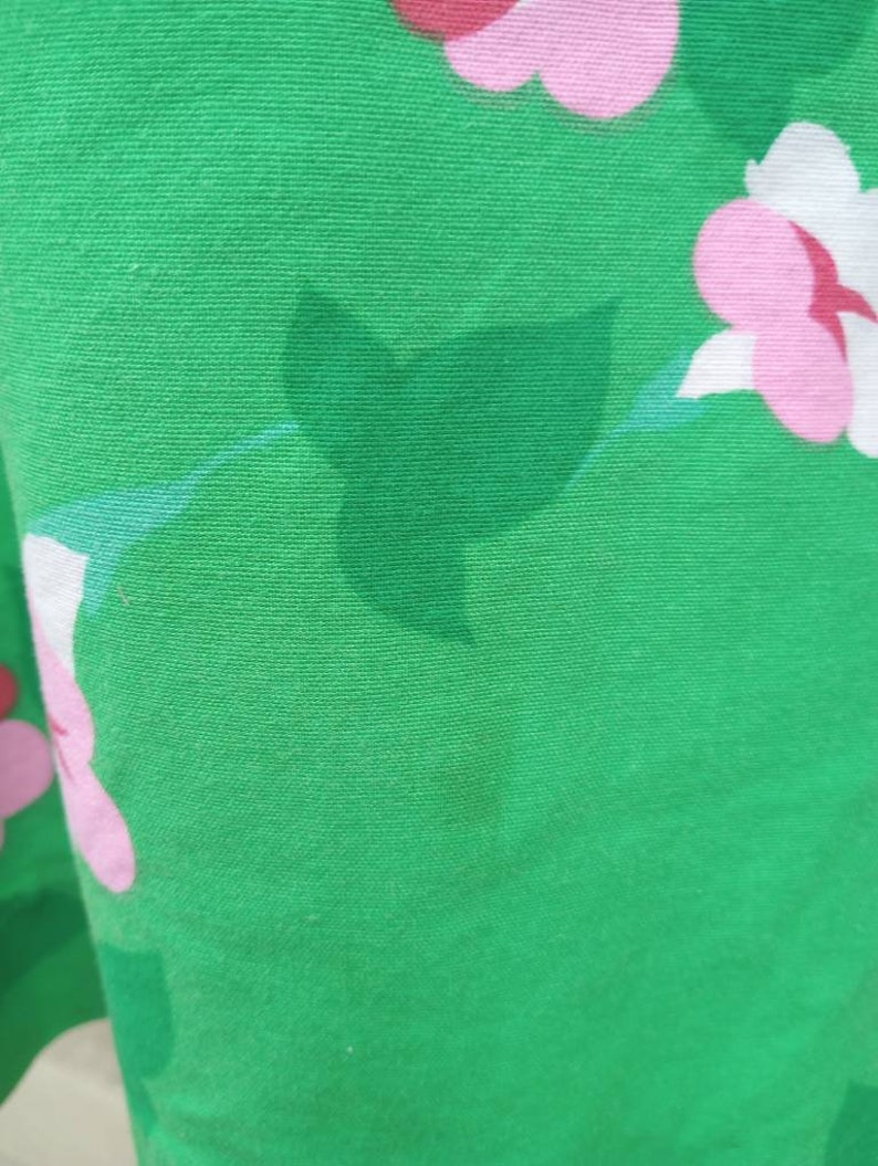 Vintage 1970s Green and Pink Floral Wrap Dress by Malia Honolulu image 8