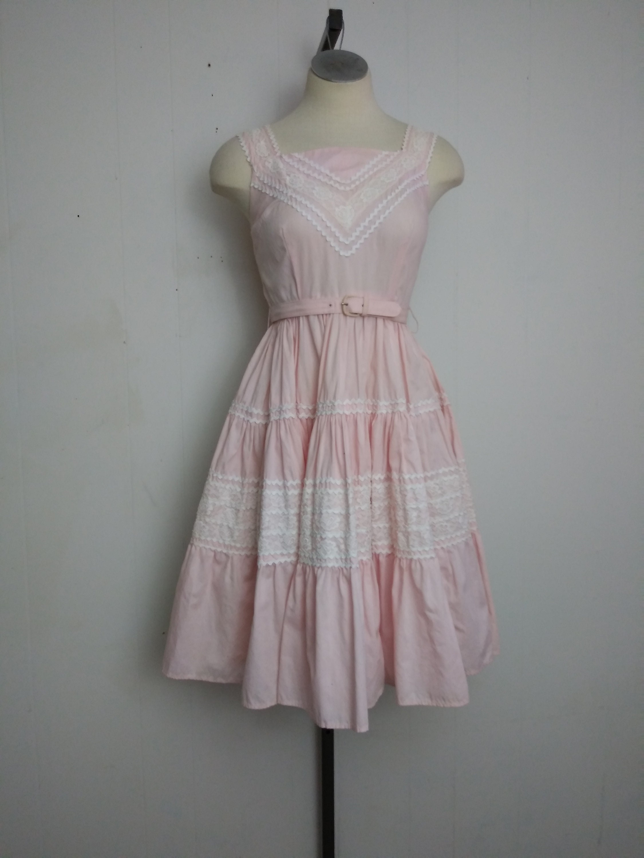Vintage 50s Dress 1950s Fit and Flare Full Circle Skirt Pink - Etsy