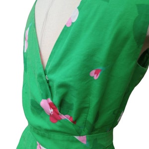 Vintage 1970s Green and Pink Floral Wrap Dress by Malia Honolulu image 4