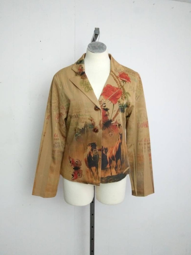 Rod's Western Wear Vintage Cow Girl Horse Print Blazer Etsy