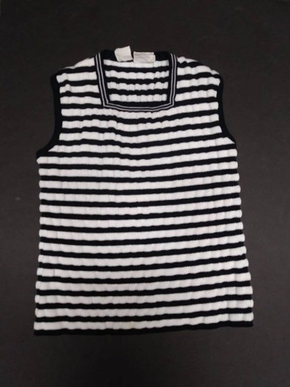 Vintage 70s Navy and White Striped Tank Top - image 2