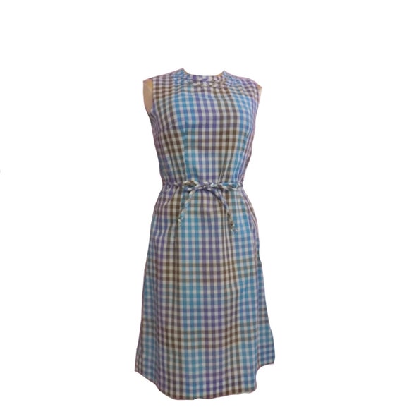 Vintage 1950s/60s Gingham Check Pinup Dress Rockab