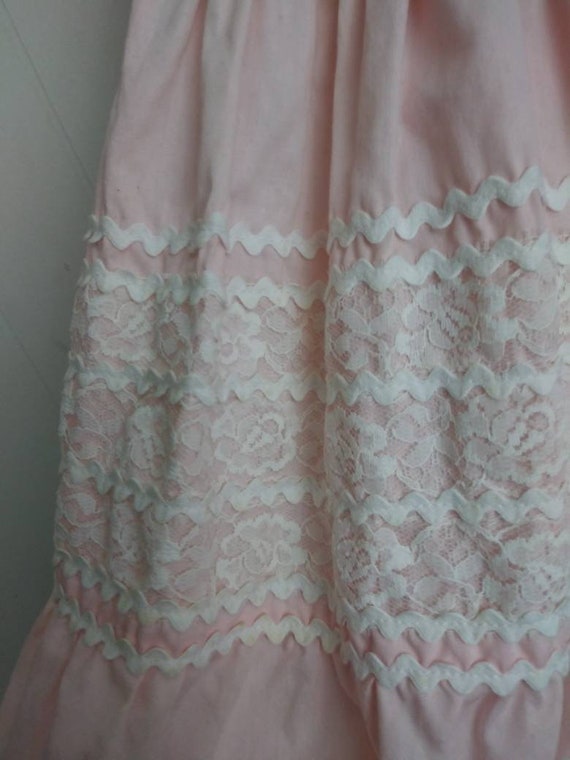 Vintage 1950s Pink Dress Full Skirt Cotton Dress … - image 4