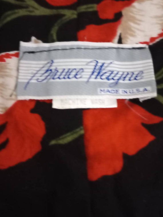 Vintage 1980s Bruce Wayne Black Floral Print Dress - image 9