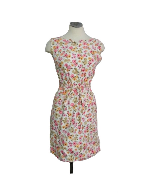 Vintage Belted Floral Print  Dress