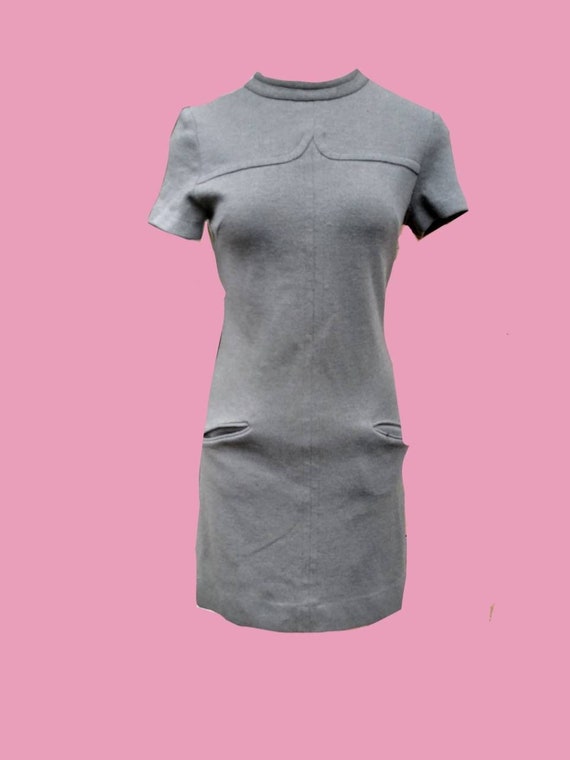 Vintage 1960s Mod Grey Sheath Dress by JOYCE