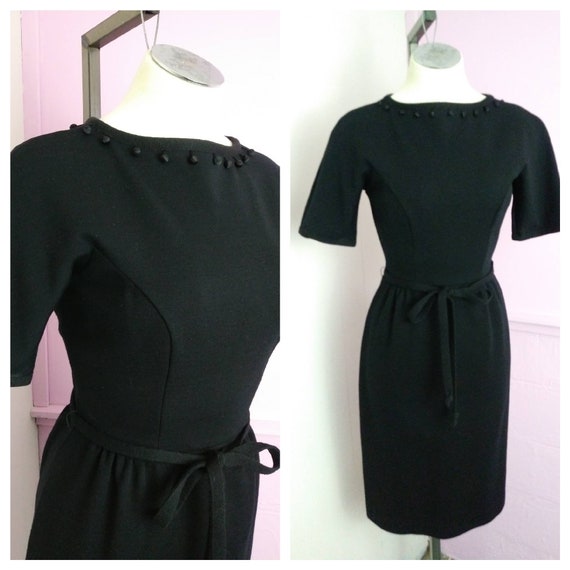 Vintage 1950s Black Pinup Dress Rockabilly Pinup G