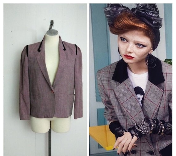 1930s/40s Velvet Trimmed Blazer | Black and Pink