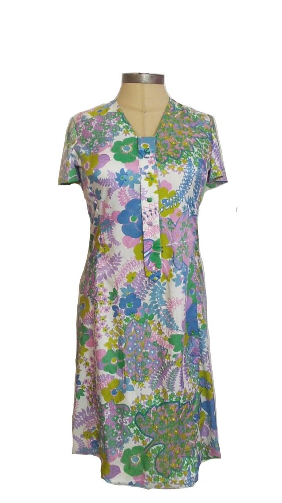 Vintage 60s Women's Floral Print Mod Dress | Retro