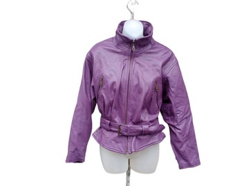 Vintage Alvanti 80s Purple Belted Leather Jacket