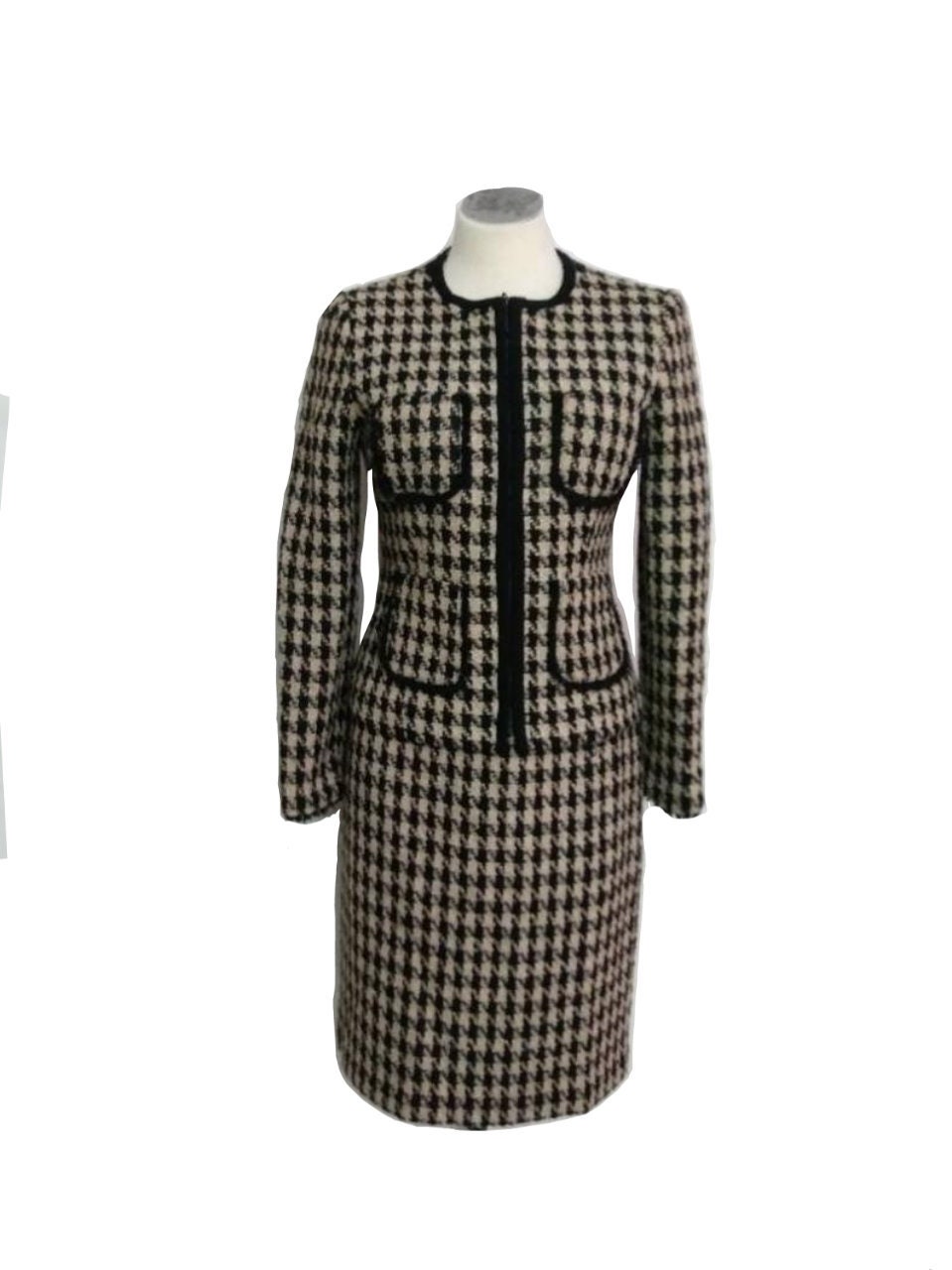 SHEIN Plus Double Breasted Houndstooth Blazer & Skirt Set | Blazer and skirt  set, Skirt set, Houndstooth blazer