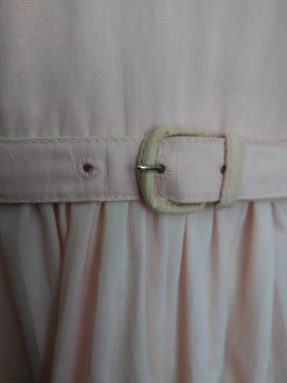Vintage 1950s Pink Dress Full Skirt Cotton Dress … - image 6