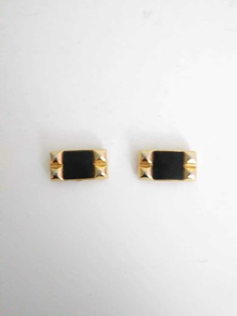 Vintage Studded Gold and Black Leather Rock and Roll Shoe Clips