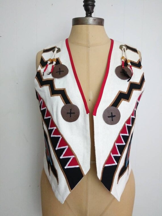 Mexican Vest Bohemian Aztec Hippie Boho Size Medi… - image 2