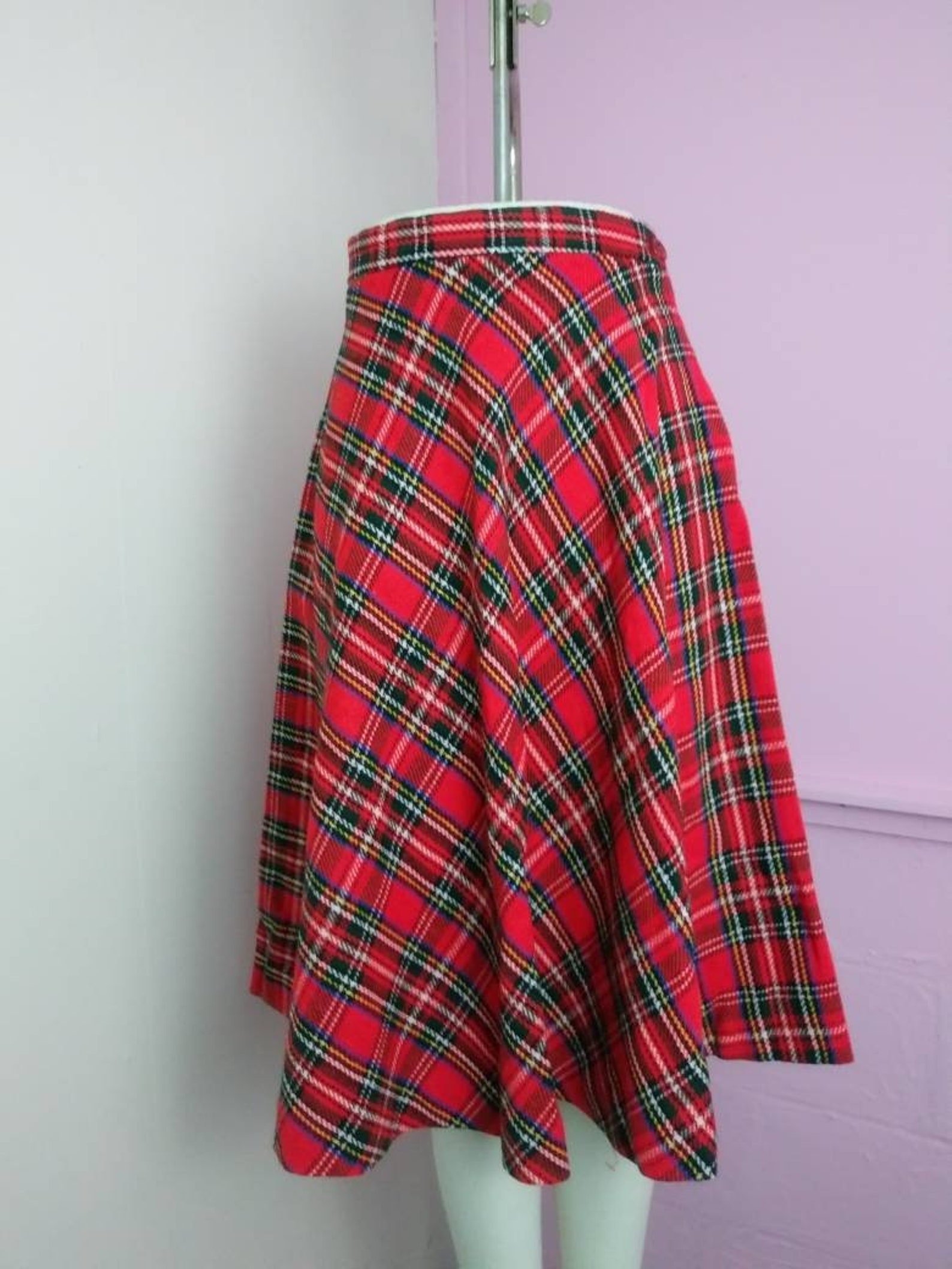 Vintage Red Tartan Plaid Skirt Rockabilly Pinup Girl Clothing Etsy