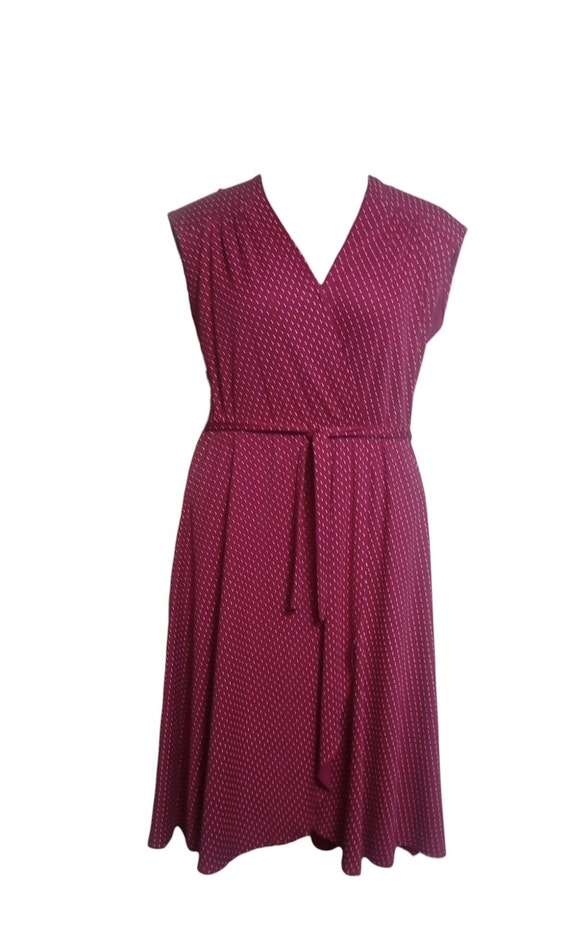 Vintage 70s Violet Polka Dot Faux Wrap Dress - image 3