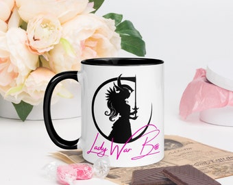 Lady War Boss Mug with Black Inside + Handle ~ Embrace Your Inner BadAss ~ Perfect For Any Boss Babe Ready to Smash the Patriarchy! Feminist
