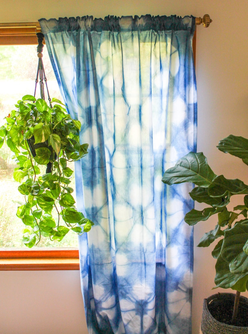 Shibori Curtain Drapes Window Curtain Home Decor Dorm Room Etsy