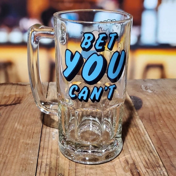 Ziggy Bet You Can't Vintage 1981 Beer 8 32 Oz Bar Drinking Glass Heavy Duty  