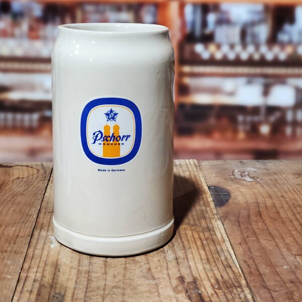 German Pschorr  1L Beer Crock Stein Mug Tankard - circa 1960 Vintage