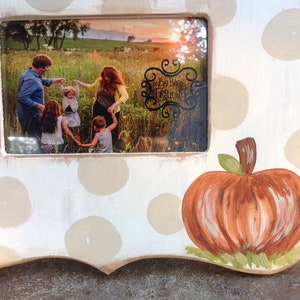 Pumpkin Frame, polka dot pumpkin frame, hand painted pumpkin frame image 3