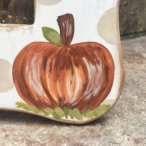 Pumpkin Frame, polka dot pumpkin frame, hand painted pumpkin frame image 2