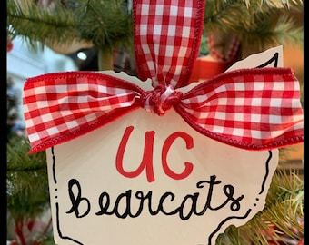 Hand-Painted UC Bearcats Ornament: Cincinnati Christmas Decor