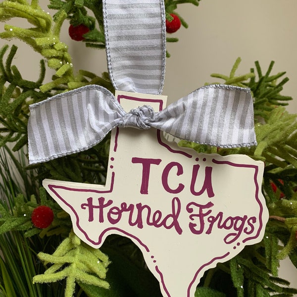 Texas Christian University Christmas ornament, TCU personalized ornament, horned frogs ornament