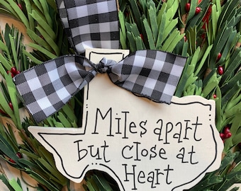 Texas Ornament: Solid Wood, 'Miles Apart' Keepsake