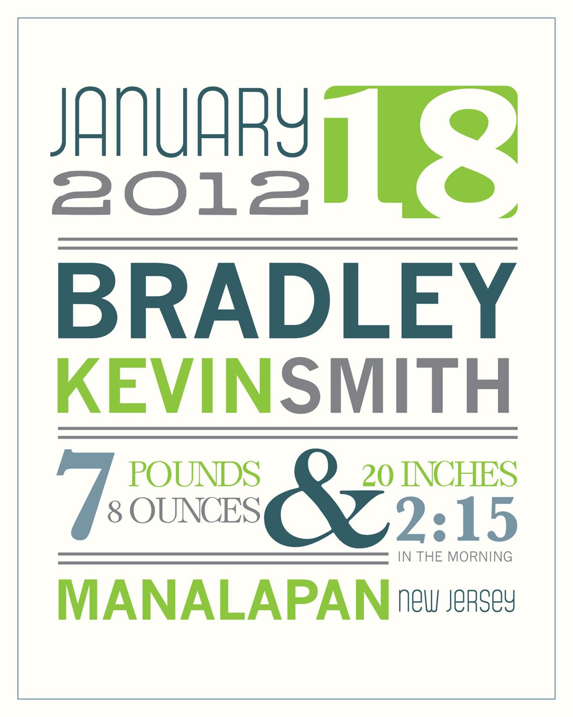 Personalized Custom Baby Birth Information Wall Art Typography Etsy