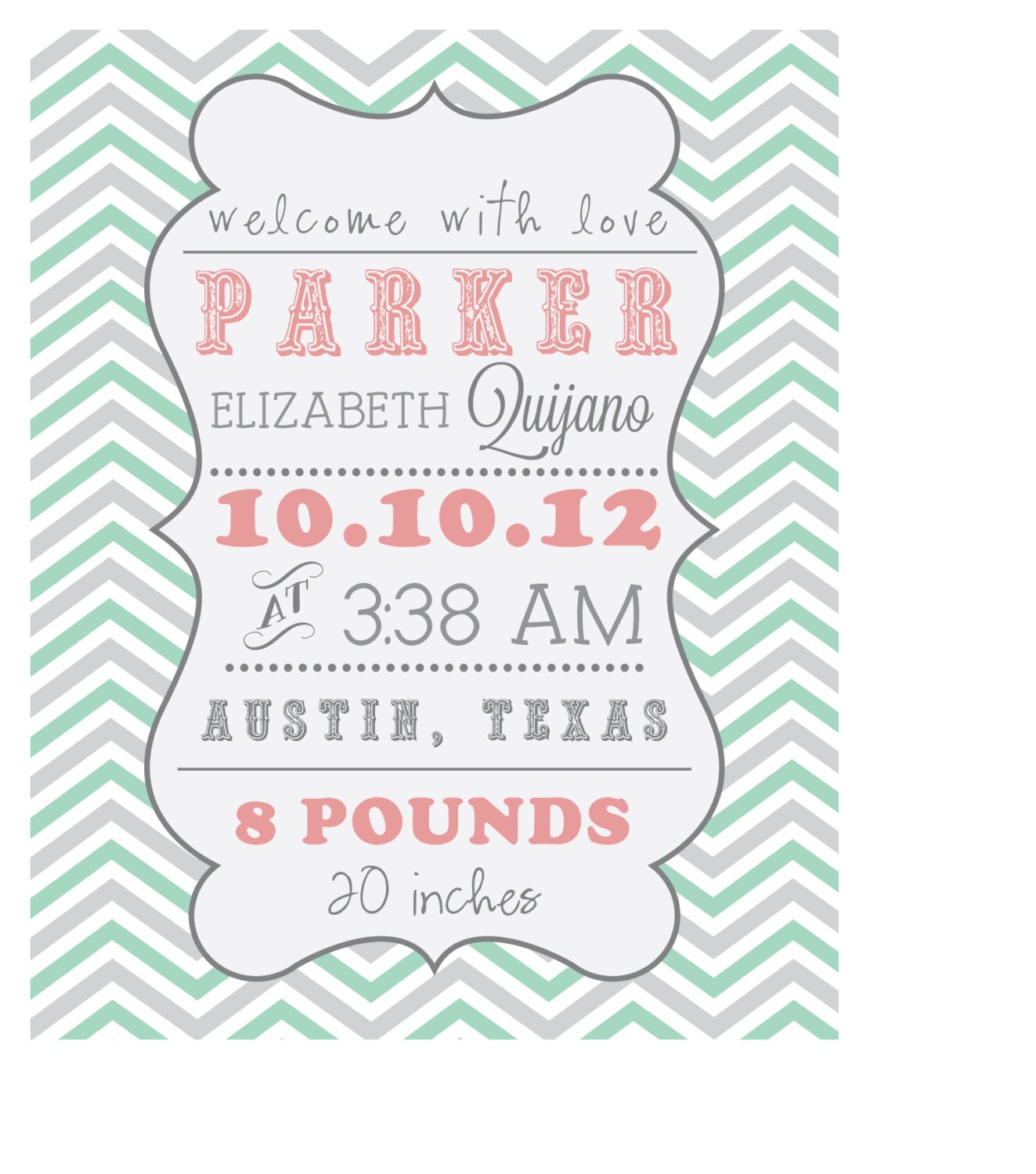 Personalized Custom Baby Birth Information Wall Art Typography Etsy