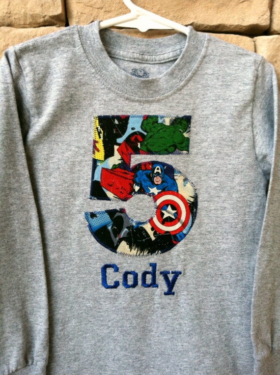 Download Avengers Birthday Shirt Kids Appliqued Personalized T Shirt Etsy