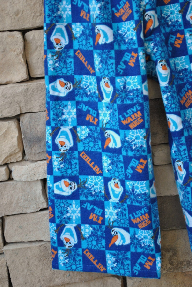 OLAF Frozen Movie Pajama Pants DISNEY Snowman Flannel Lounge Etsy