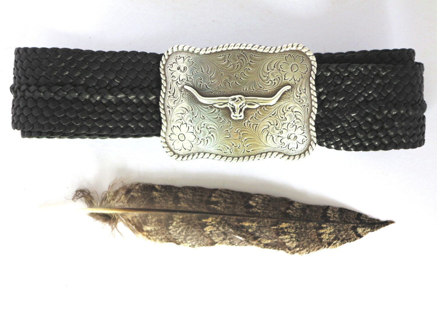 Kangaroo Leather Plaited Belt With Longhorn Buckle From Etsy