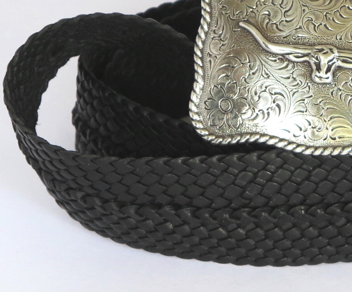 Kangaroo Leather Plaited Belt With Longhorn Buckle From Etsy