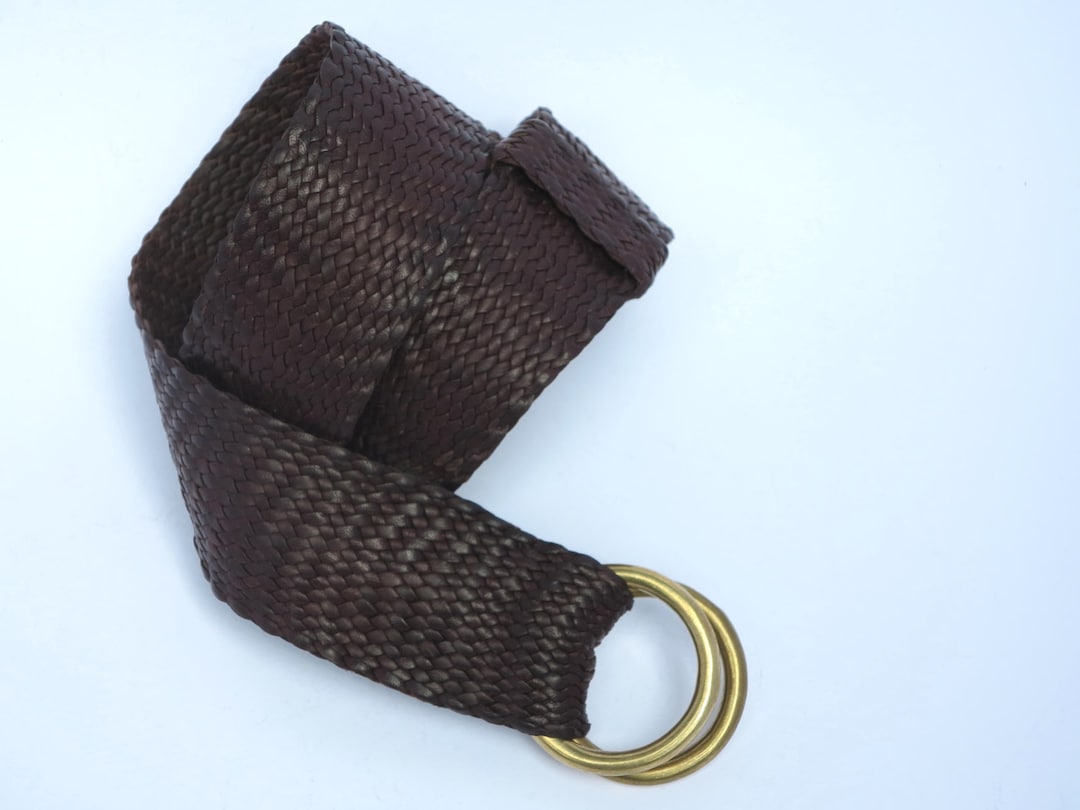 Kangaroo Leather Plaited Belt With Brass Rings Etsy