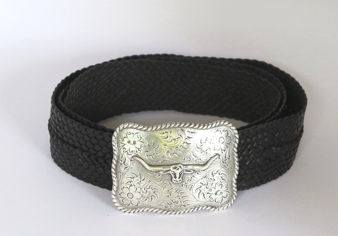 Kangaroo Leather Plaited Belt With Longhorn Buckle From Etsy