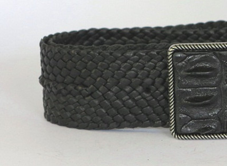 Kangaroo Leather Plaited Belt With a Crocodile Skin Buckle | Etsy