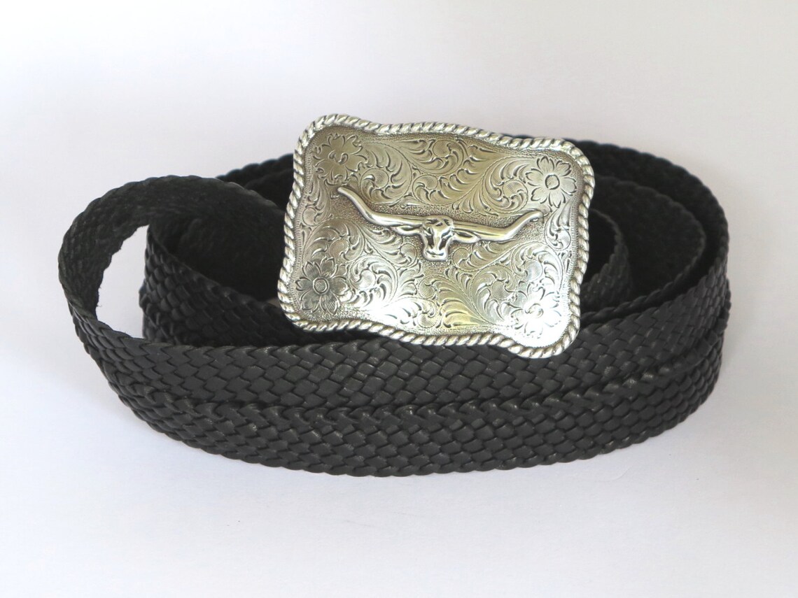 Kangaroo Leather Plaited Belt With Longhorn Buckle From Etsy
