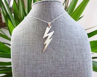 Large Studded Electric Lightning Bolt Rosary Necklace