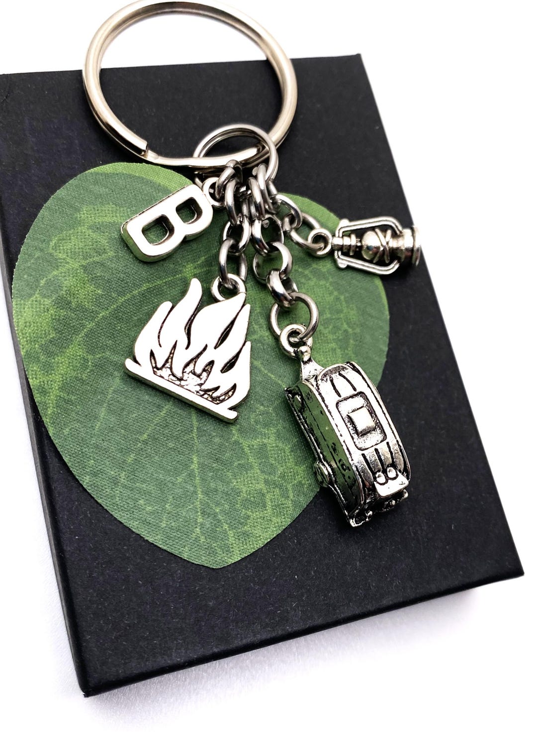 CAMPER KEYCHAIN Personalized With Initial Charm - Camping Travel ...