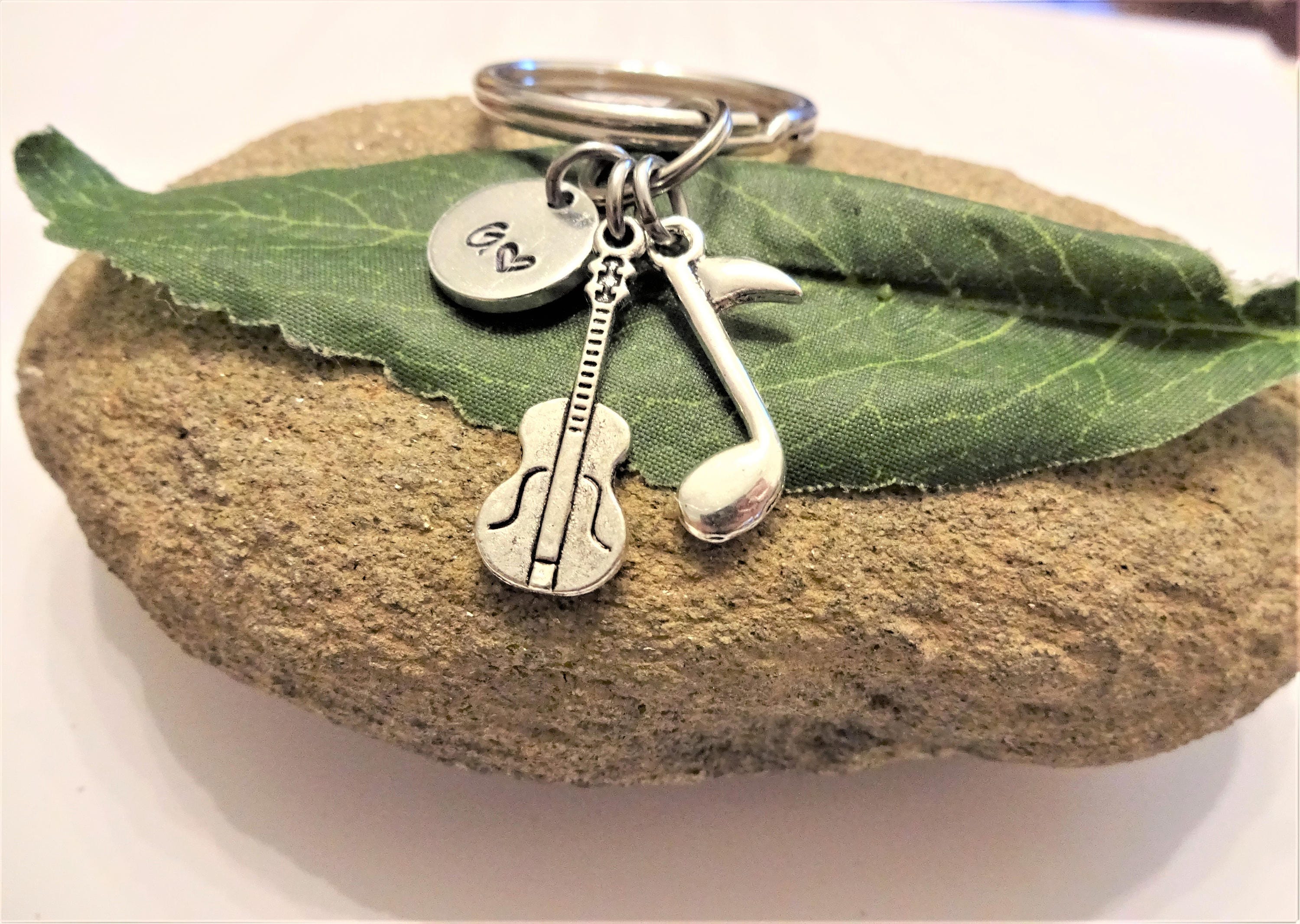 UKULELE KEYCHAIN w music note personalized with initial charm Etsy