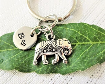 ELEPHANT KEYCHAIN personalized with initial charm - keychain, zipper pull or purse charm - see all pix