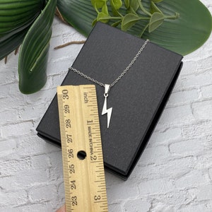 STAINLESS STEEL LIGHTNING Bolt Necklace - Shiny Double Sided 1" Bolt, 1