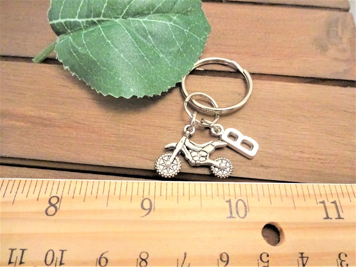 MOTORCYCLE DIRT BIKE keychain personalized with initial charm Etsy