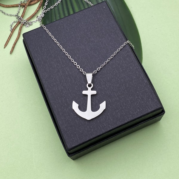 Stainless steel ANCHOR NECKLACE - all stainless steel hypoallergenic, non tarnish necklace - choose length