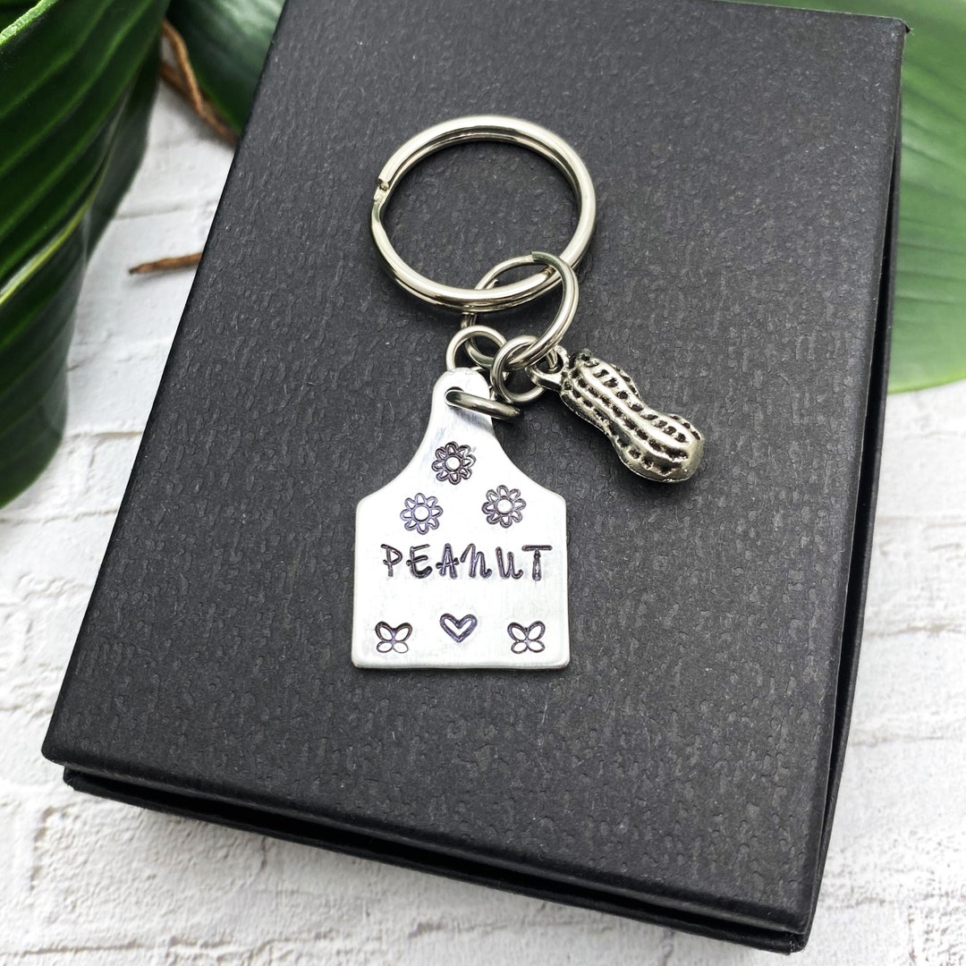 3D SMALL PEANUT KEYCHAIN Personalized With peanut as Shown or Another Name Peanut Measures 3/4 ...