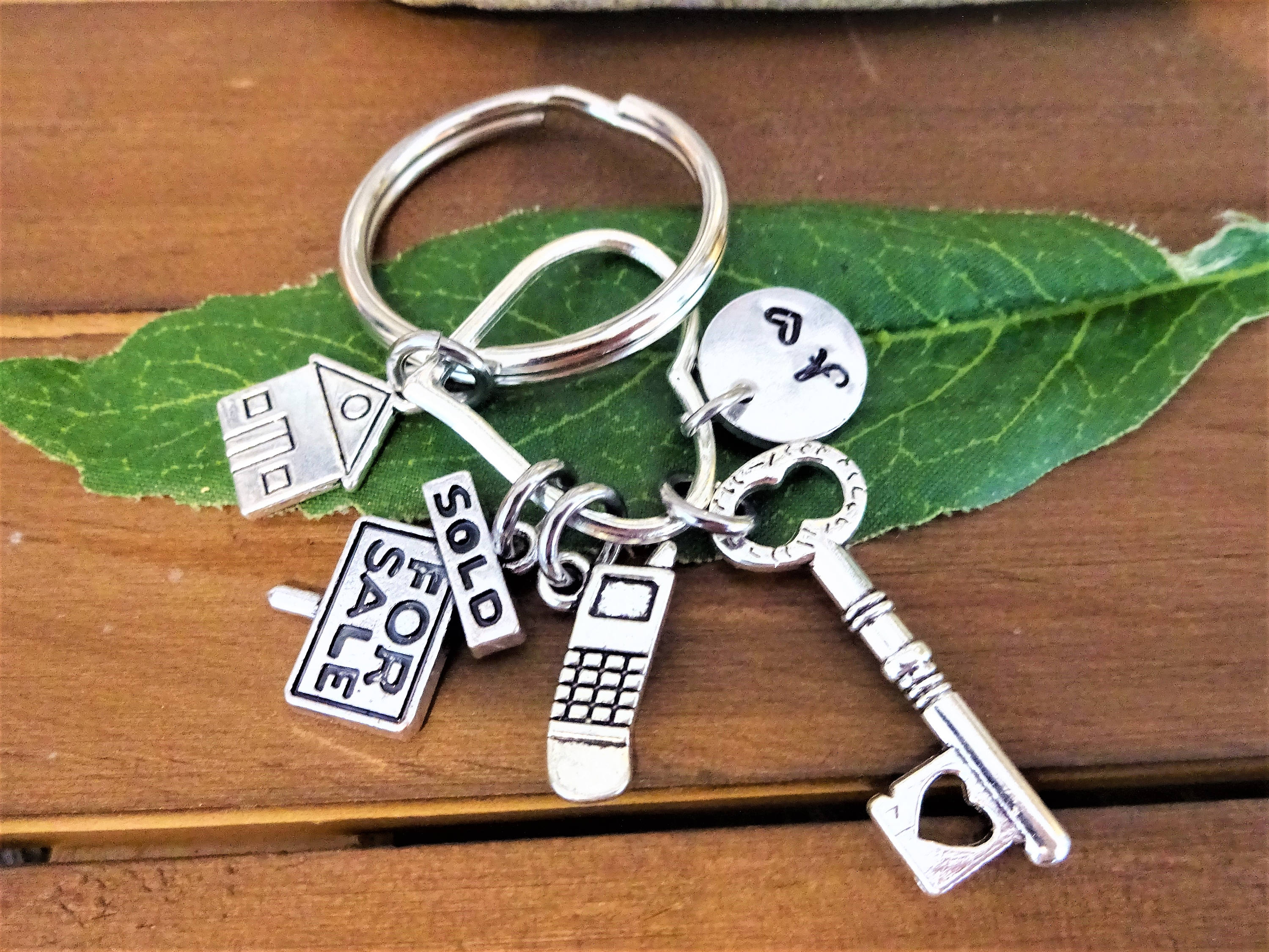 REALTOR KEYCHAIN personalized with initial charm heart sold Etsy